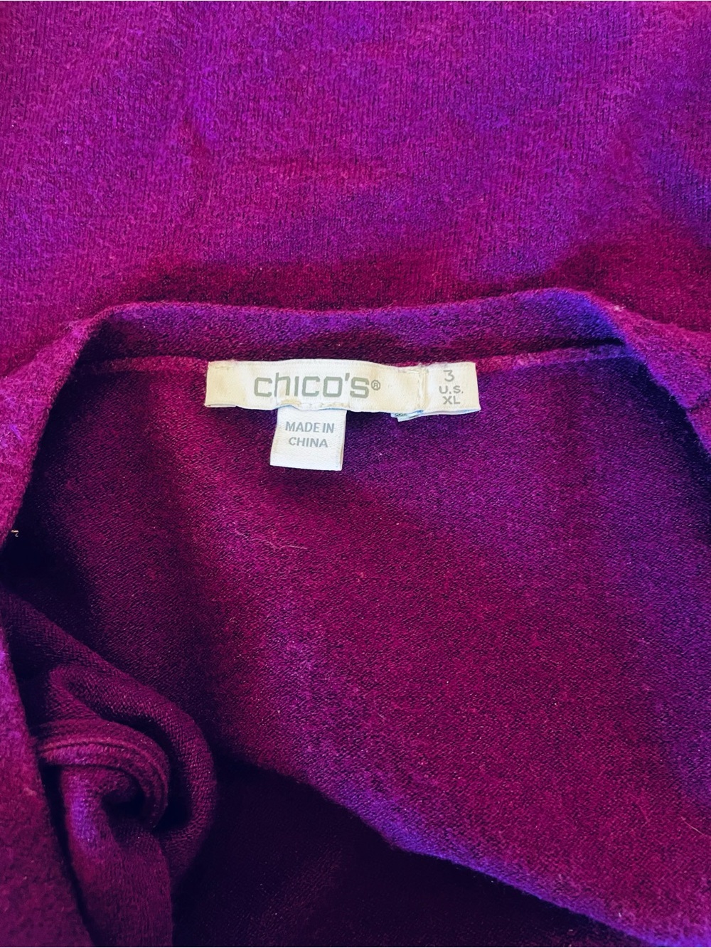 Chicos Purple V Neck Sweater Tunic Top Rayon Blend Cashmere Embroidery sz 3 XL - Picture 3 of 14